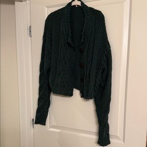 Free People Forest Green sweater cardigan